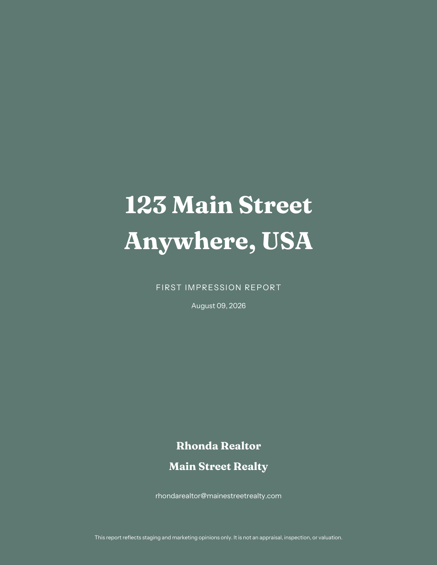 First Impression Report cover page