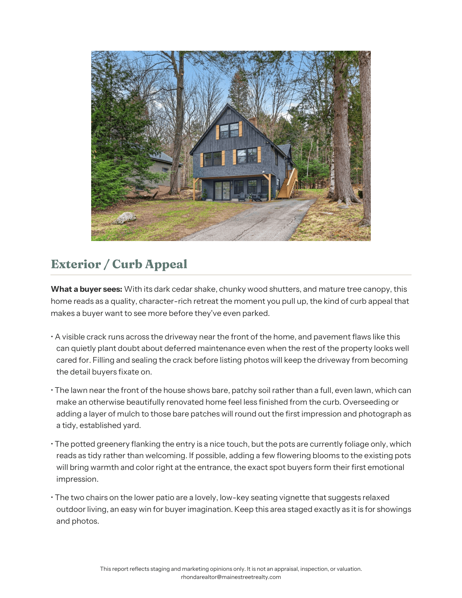 Exterior page from a First Impression Report